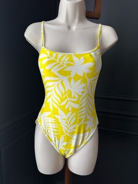 KATE SPADE Yellow & White Tropical Print One-Piece Swimsuit -S